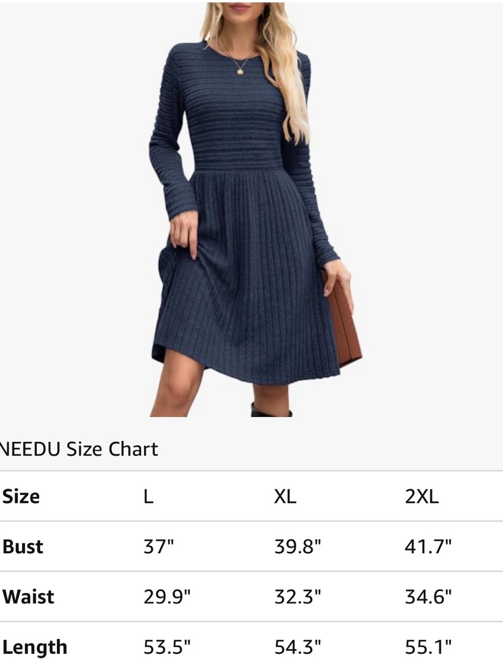 Navy Blue Long Sleeve Dress